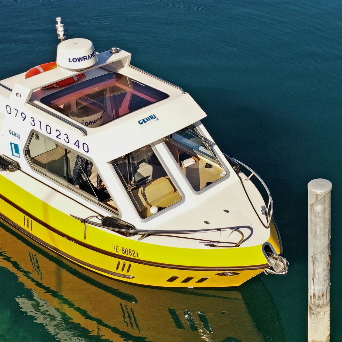 Bug-Pfahl Man&ouml;ver f&uuml;r die Bootspr&uuml;fung Motorboot Kat. A